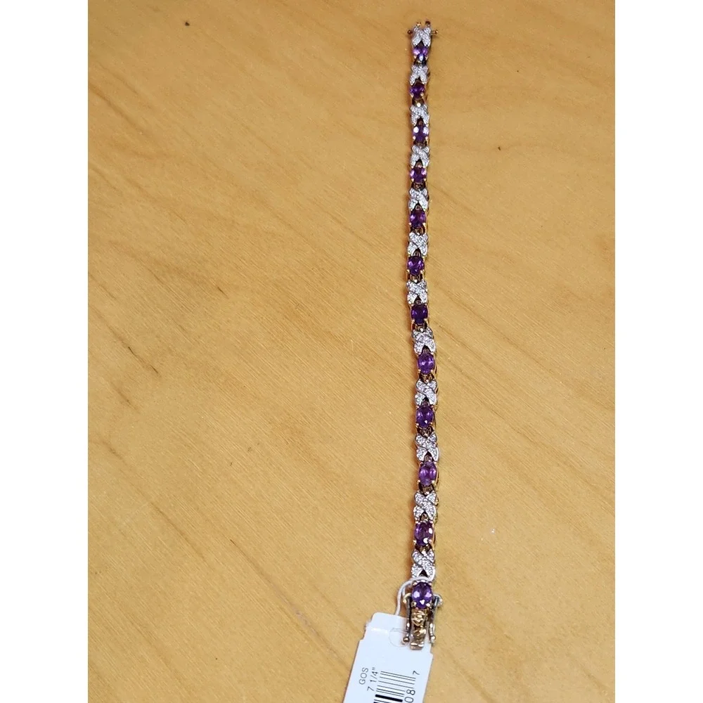 Sterling Silver Amethyst Tennis‎ Bracelet 7.25